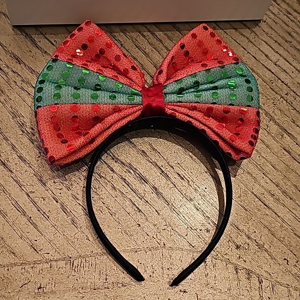 Red and green bow headband - Picture 2 of 4
